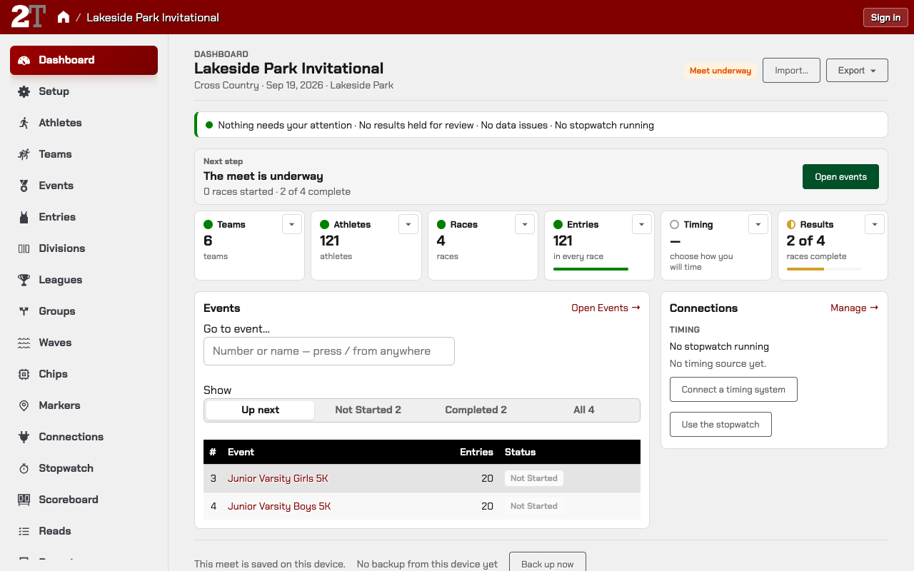 2Timer meet dashboard